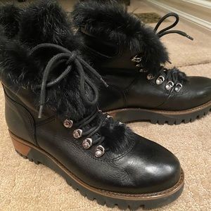 Italian leather boots lined with rabbit fur